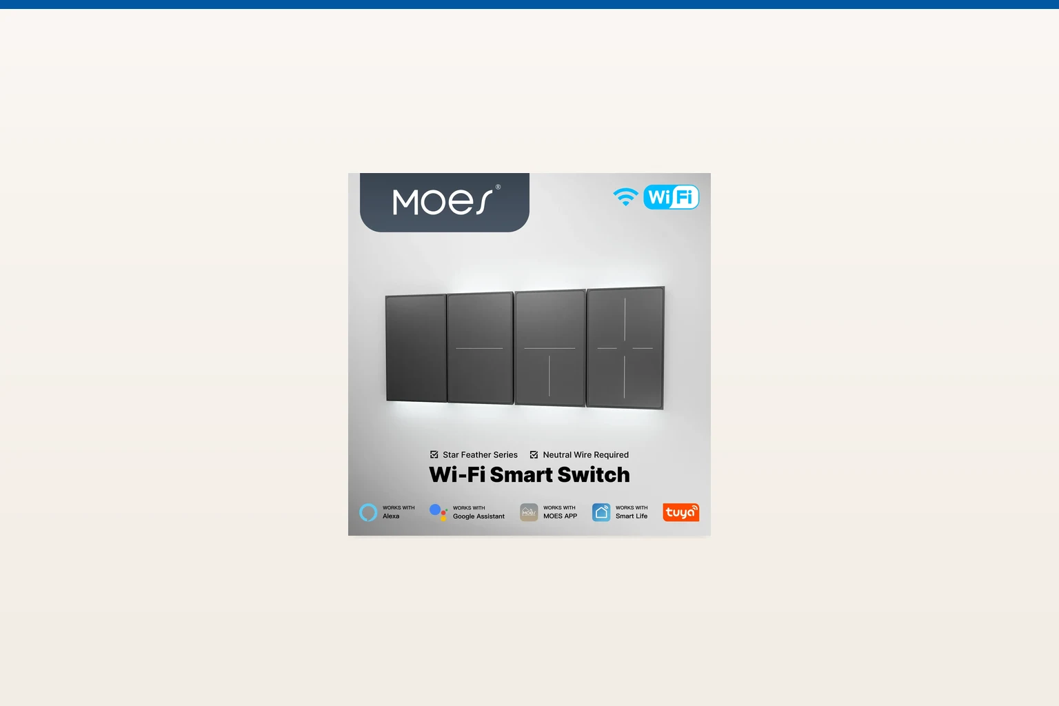 matter smart home — MOES official product with illustrative scene background (not a real site photo)