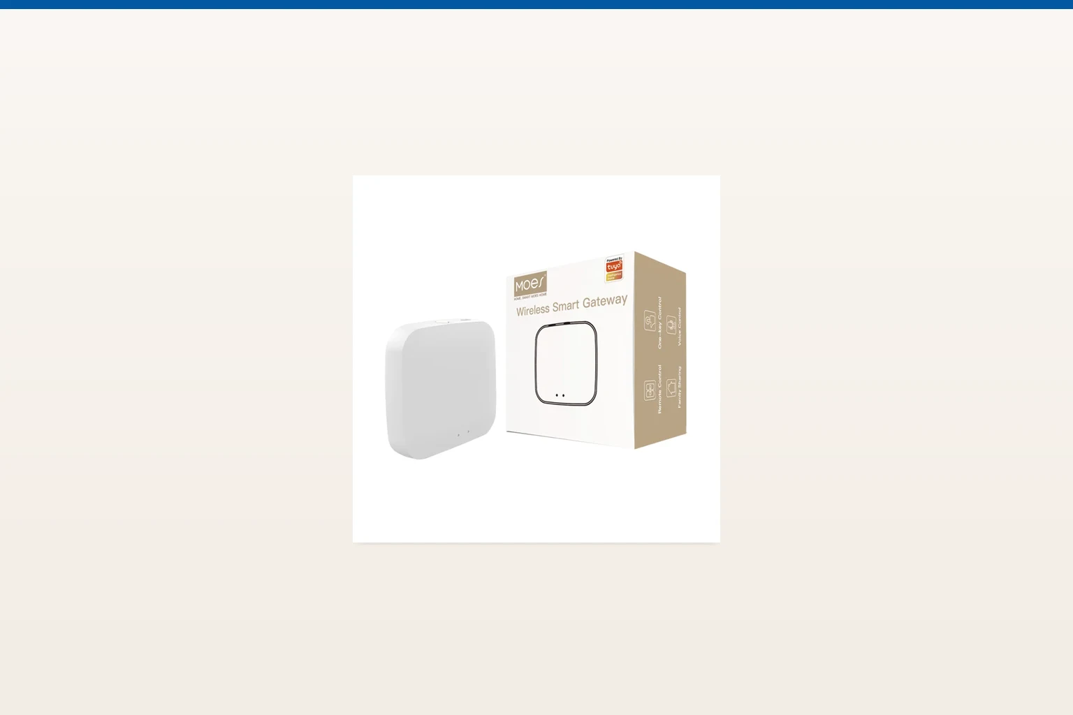 tuya smart home system — MOES official product with illustrative scene background (not a real site photo)