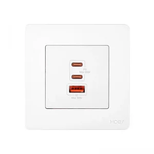 MOES Star Ring Series 65W Fast Charging PD3.0 Wall Electrical Outlet Charger GaN Socket