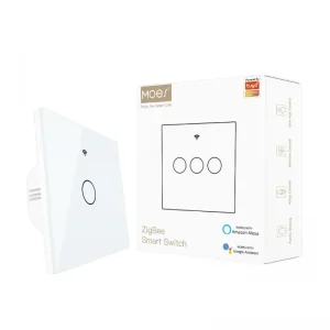 MOES ZigBee Crystal Glass Wall Touch Smart Light Switch with Neutral Wire/No Neutral Wire,No Capacitor white black golden Smart Life/Tuya 2/3 Way