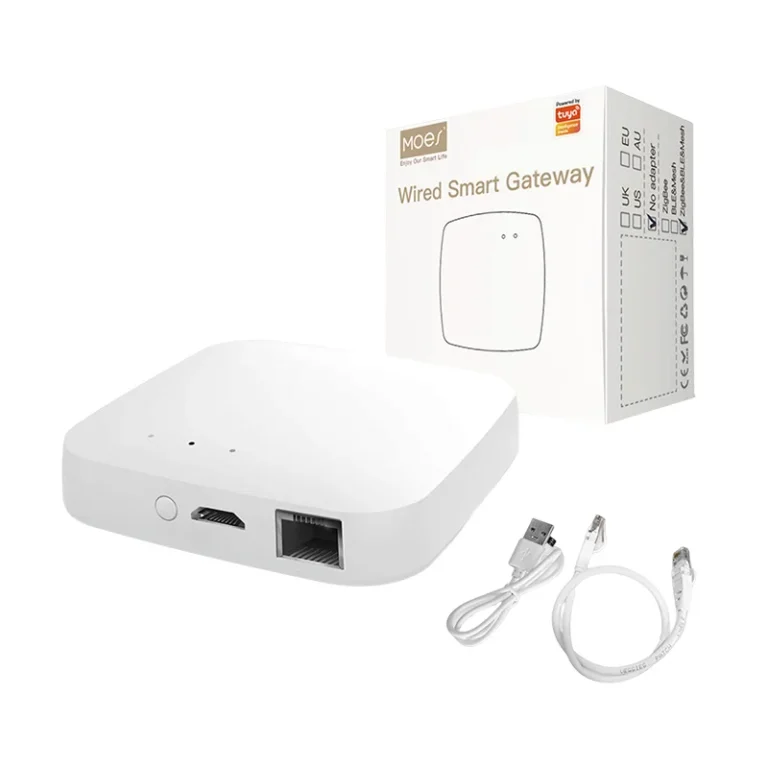 MOES Tuya Smart Wired Multi-mode Smart Home Gateway ZigBee WiFi Bluetooth Mesh Hub Away Stay Home Security Protect Mode Functional  Smart Life APP