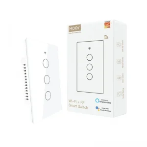 Moes WiFi+RF433 Smart Touch Wall Light Switch 1/2/3 Gang, White/Black/Gold, Smart Life/Tuya App, Alexa and Google Home Voice Control