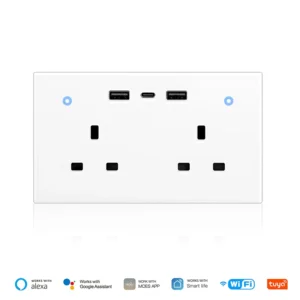 MOES WiFi Smart Wall Socket UK Outlet 13A Touch Switch USB Type C Charging Ports